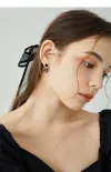 Black heart-shaped earrings, 2023 new style, elegant ear clips, niche design earrings, high-end ear studs -0101 Jia Liang Accessories Specification image